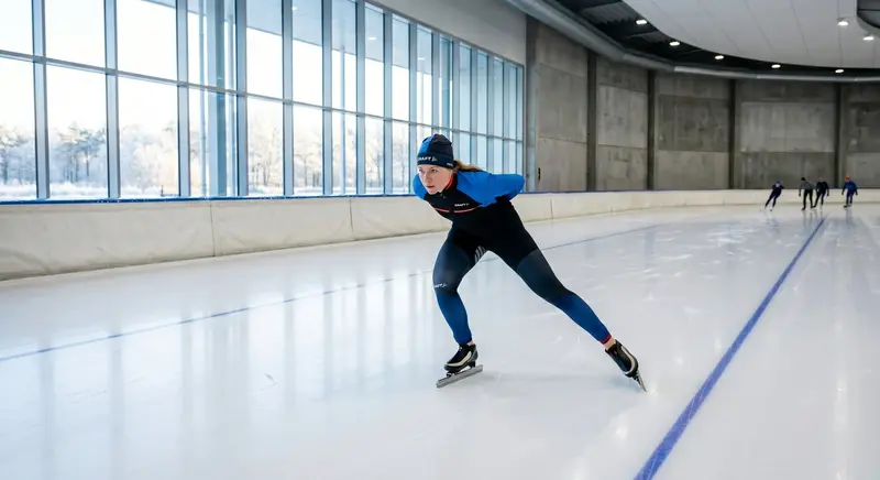 Schaatster op de ijsbaan