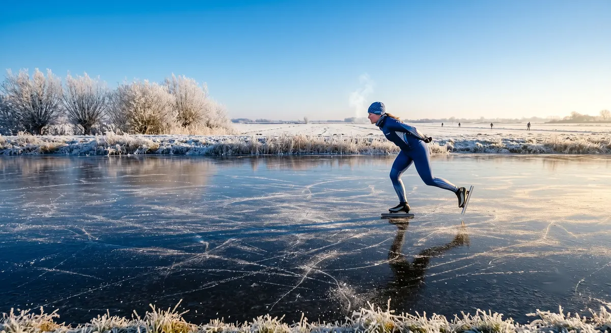 Schaatser op het natuurijs
