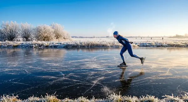 Schaatser op het natuurijs
